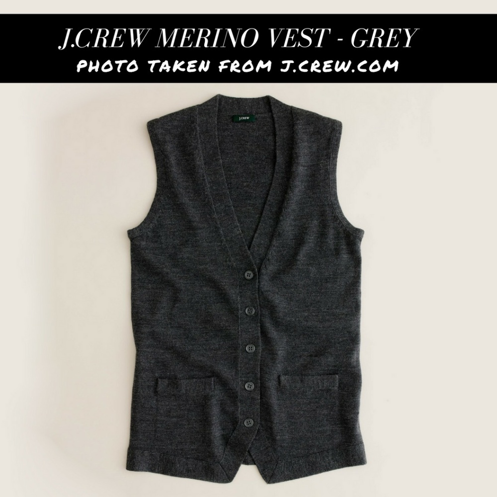 J. Crew | Merino Button Down Vest | GREY